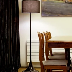 Lampade Da Terra-Selezionato da Mazzolaluce Piantana nera design moderna paralume in tessuto