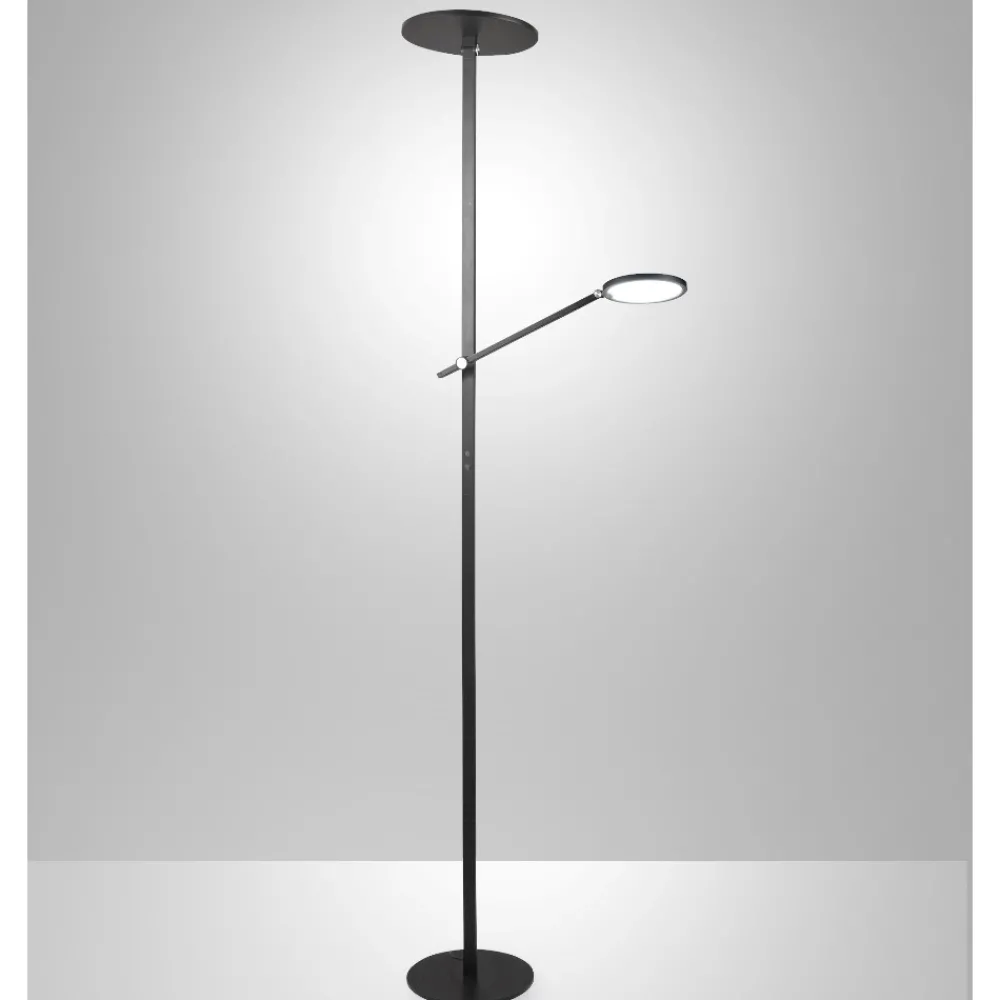 Lampade Da Terra-Fabas Luce Piantana nera doppia luce led da lettura 3000k orientabile fabas regina