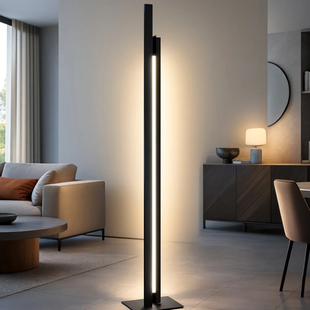 Lampade Da Terra-Selezionato da Mazzolaluce Piantana nera lampada da terra led design moderna per salone