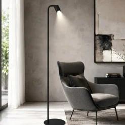 Lampade Da Terra-Selezionato da Mazzolaluce Piantana nera luce da lettura orientabile con faretto
