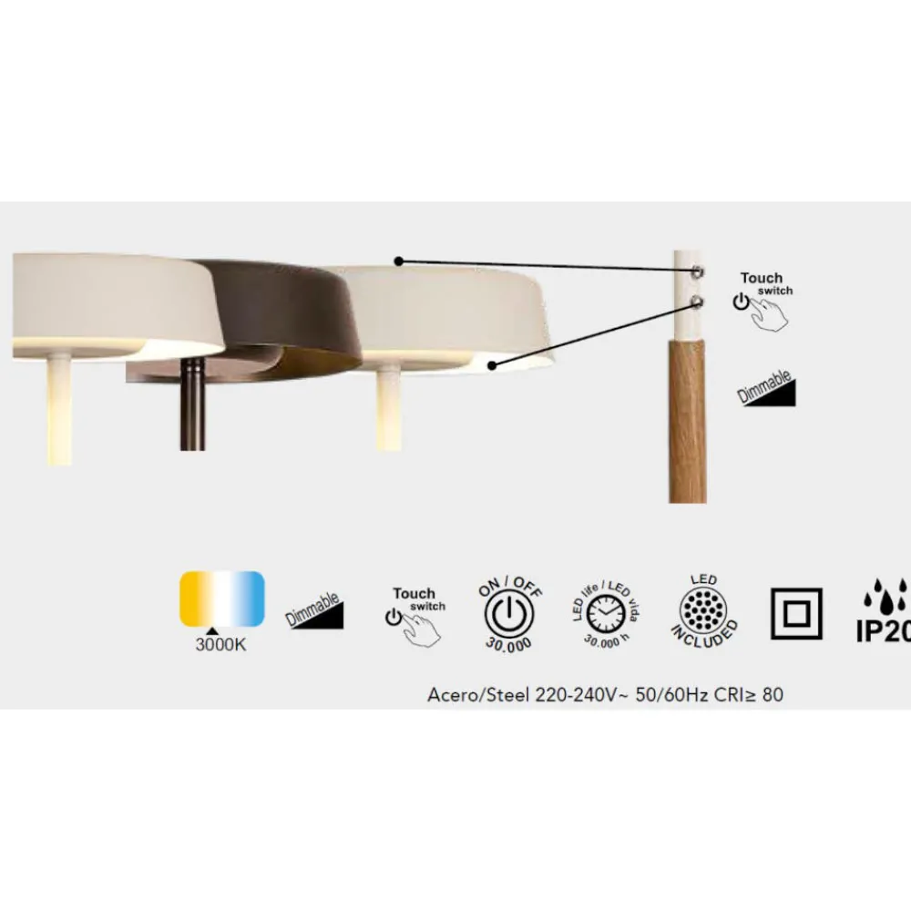 Lampade Da Terra-Selezionato da Mazzolaluce Piantana nera moderna led 15w 3000w dimmerabile
