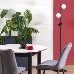 Lampade Da Terra-Selezionato da Mazzolaluce Piantana nera moderna sfere vetro di vetro con faretti orientabili