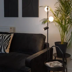 Lampade Da Terra-Selezionato da Mazzolaluce Piantana nera moderna sfere vetro di vetro con faretti orientabili
