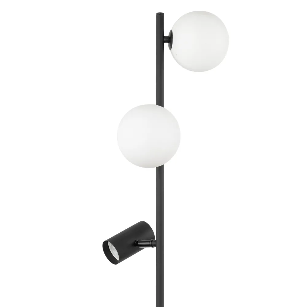 Lampade Da Terra-Selezionato da Mazzolaluce Piantana nera moderna sfere vetro di vetro con faretti orientabili
