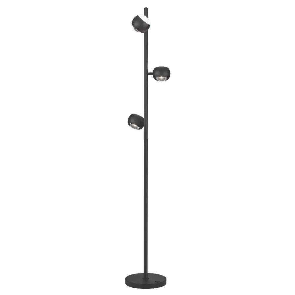 Lampade Da Terra-Selezionato da Mazzolaluce Piantana nera sfere orientabili led biemissione da 2700k a 6500k