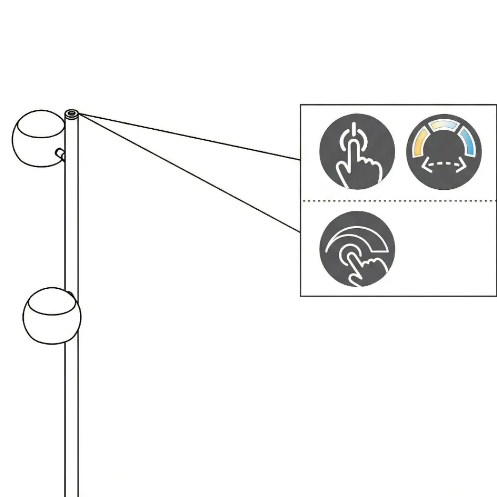 Lampade Da Terra-Selezionato da Mazzolaluce Piantana nera sfere orientabili led biemissione da 2700k a 6500k