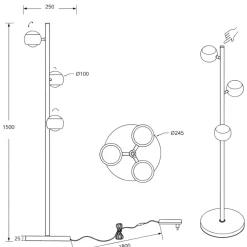 Lampade Da Terra-Selezionato da Mazzolaluce Piantana nera sfere orientabili led biemissione da 2700k a 6500k