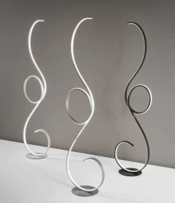 Lampade Da Terra-Ondaluce Piantana pt flok led 44w 3000k design moderna bianca dimmerabile