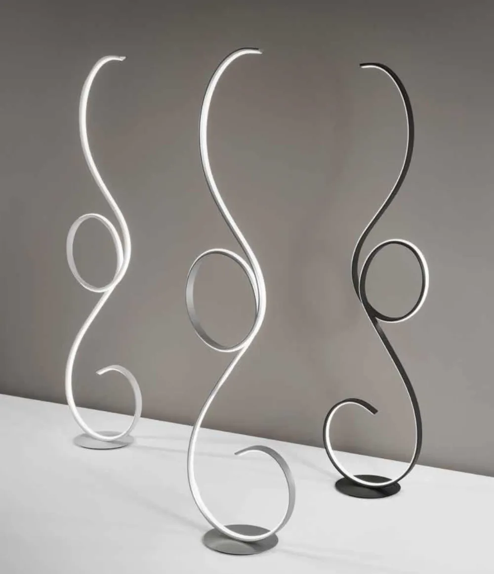 Lampade Da Terra-Ondaluce Piantana pt flok led 44w 3000k design moderna bianca dimmerabile