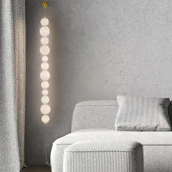Lampade Da Terra-Selezionato da Mazzolaluce Piantana oro da parete perle vetro bianco elegante