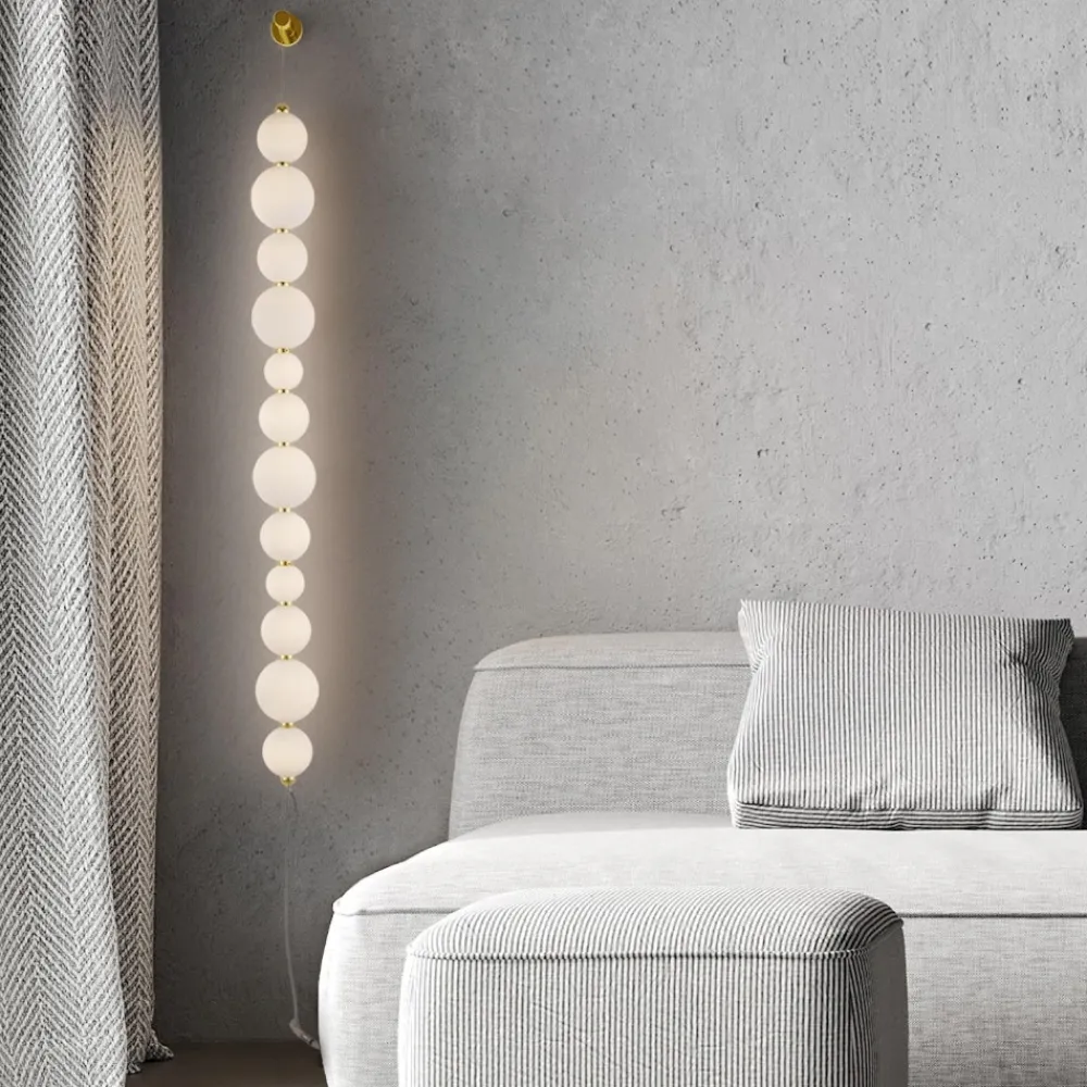Lampade Da Terra-Selezionato da Mazzolaluce Piantana oro da parete perle vetro bianco elegante
