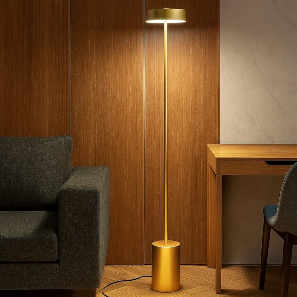Lampade Da Terra-Selezionato da Mazzolaluce Piantana oro design minimale moderna led 17w 3000k