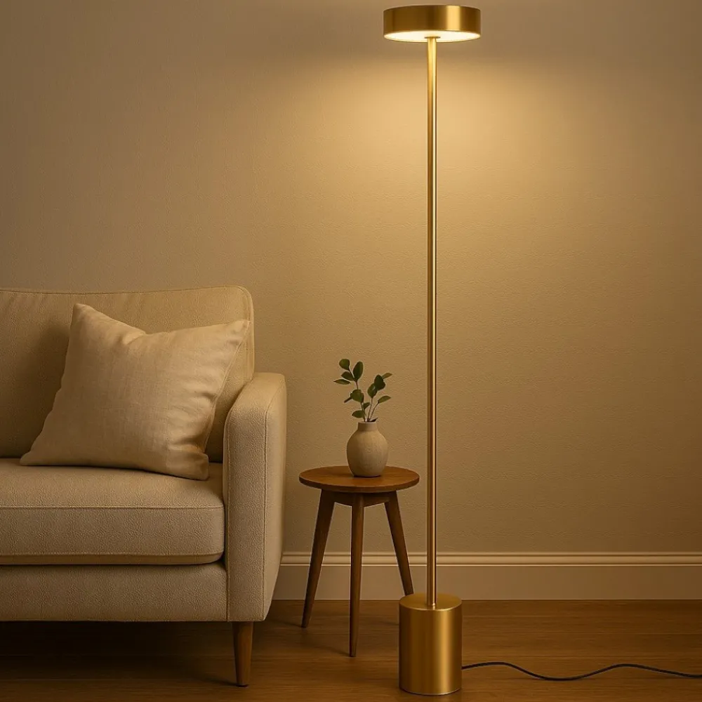Lampade Da Terra-Selezionato da Mazzolaluce Piantana oro design minimale moderna led 17w 3000k
