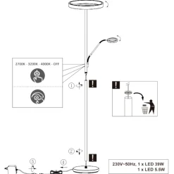 Lampade Da Terra-Selezionato da Mazzolaluce Piantana oro doppia luce led moderna per salone