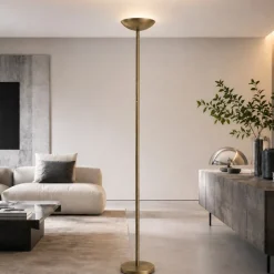 Lampade Da Terra-Selezionato da Mazzolaluce Piantana oro satinato led 20w 3000k dimmerabile parabola orientabile