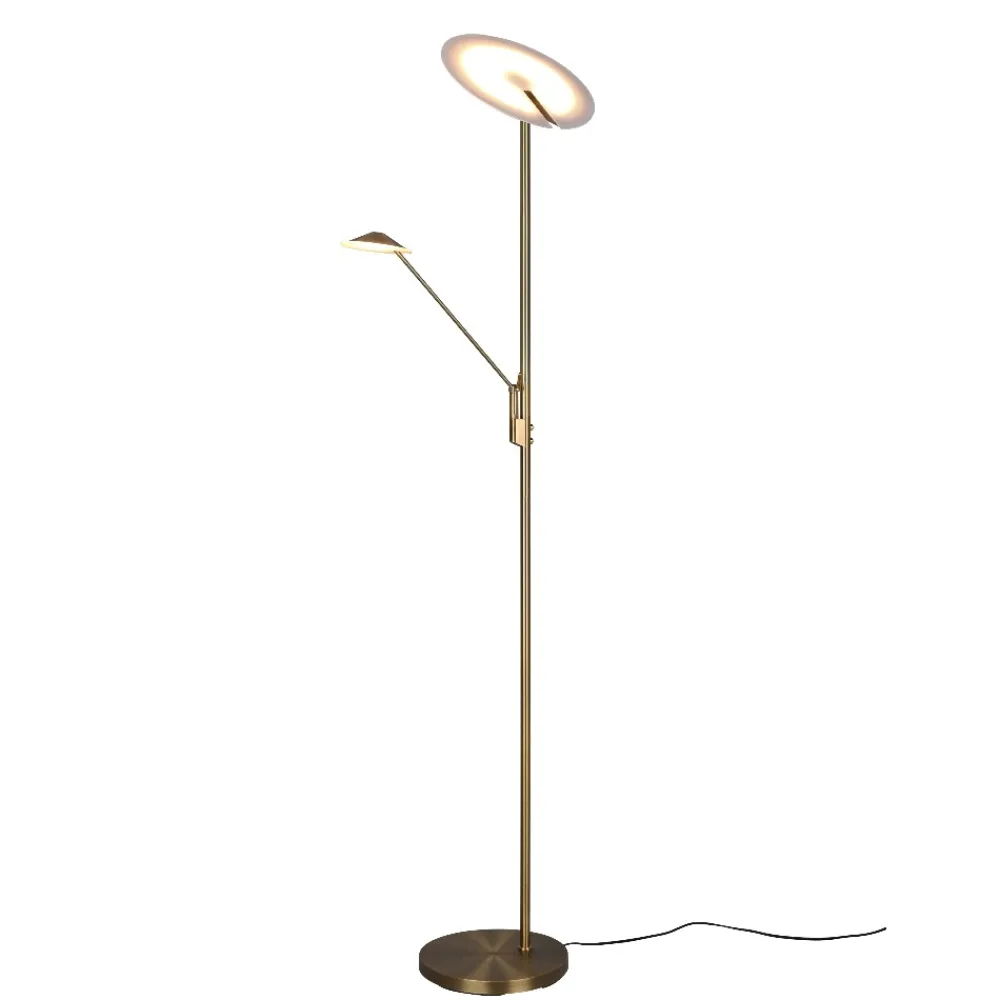 Lampade Da Terra-Selezionato da Mazzolaluce Piantana ottone anticato 2 luci orientabili led 2700k-3200k-4000k