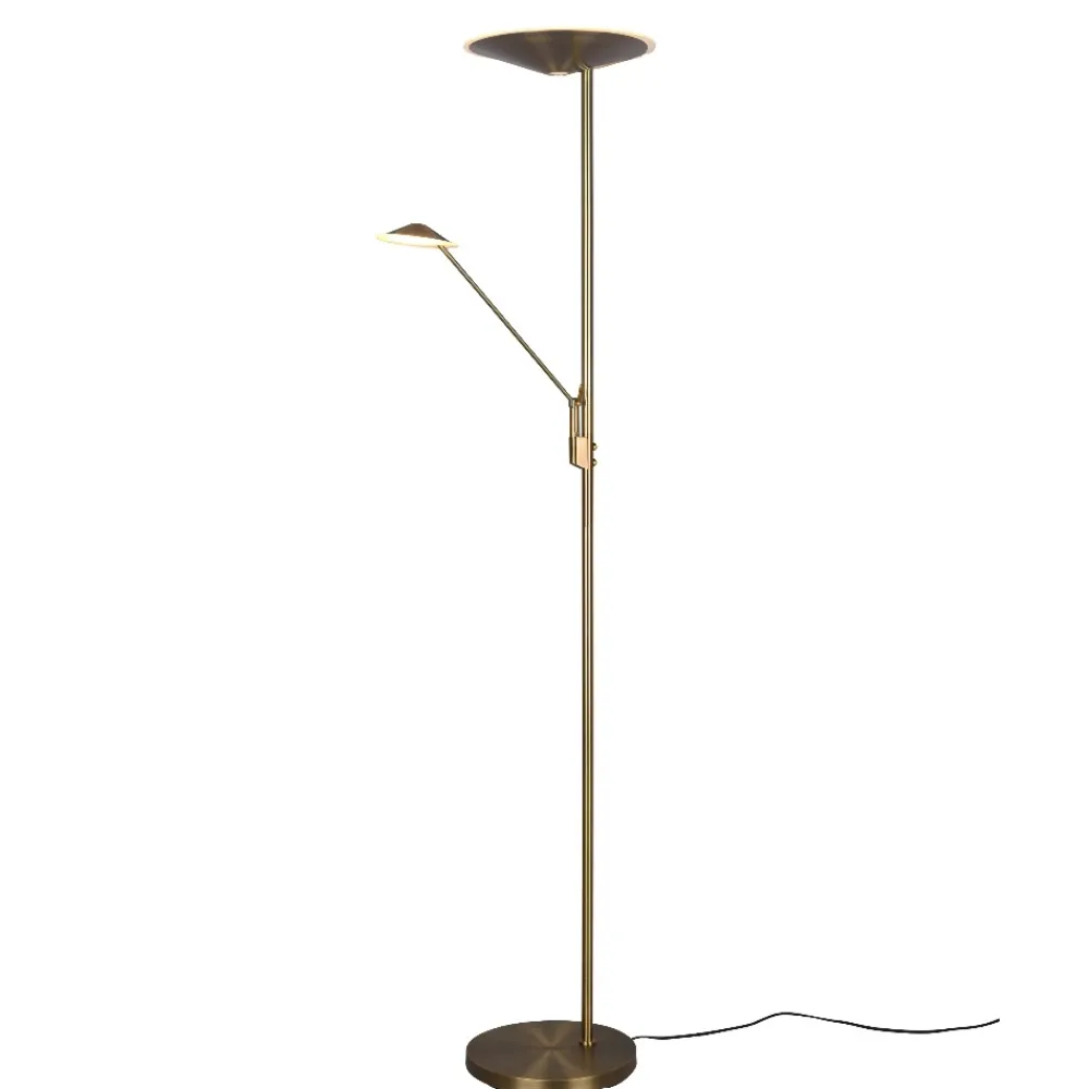Lampade Da Terra-Selezionato da Mazzolaluce Piantana ottone anticato 2 luci orientabili led 2700k-3200k-4000k
