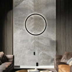 Lampade Da Terra-Selezionato da Mazzolaluce Piantana pendente dal soffitto nera cerchio led design moderna fp