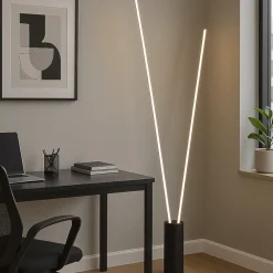 Lampade Da Terra-Selezionato da Mazzolaluce Piantana per salotto moderna nera due luci le dimmerabile 3000k