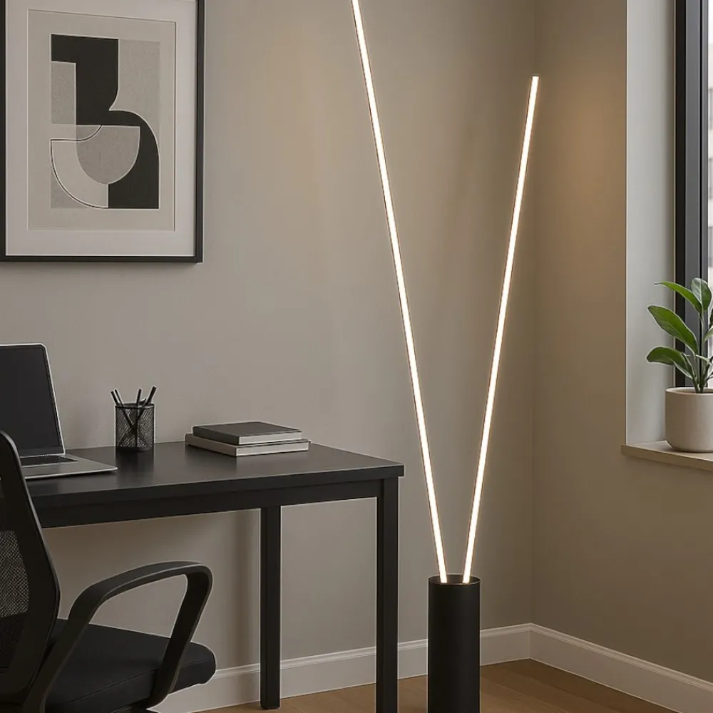 Lampade Da Terra-Selezionato da Mazzolaluce Piantana per salotto moderna nera due luci le dimmerabile 3000k