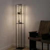 Lampade Da Terra-Selezionato da Mazzolaluce Piantana porta oggetti nera lampada led3000k dimmerabile