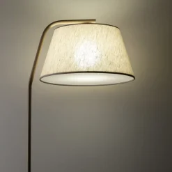 Lampade Da Terra-Selezionato da Mazzolaluce Piantana sabbia piccolo arco metallo paralume tessuto lino