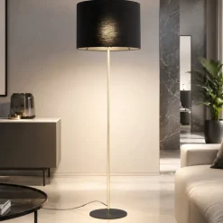 Lampade Da Terra-Selezionato da Mazzolaluce Piantana stile contemporaneo oro lucido paralume nero
