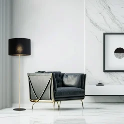 Lampade Da Terra-Selezionato da Mazzolaluce Piantana stile contemporaneo oro lucido paralume nero