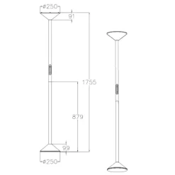 Lampade Da Terra-Fabas Luce Piantana tratto bianca led 50w 2700k 3200k 4000k moderna