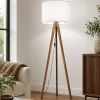 Lampade Da Terra-Selezionato da Mazzolaluce Piantana tre piedi di legno noce scandinavo paralume lino