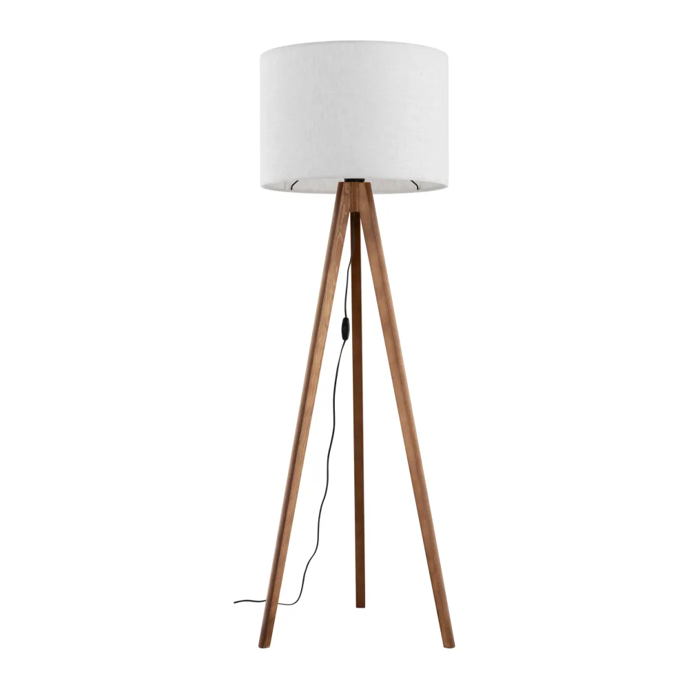 Lampade Da Terra-Selezionato da Mazzolaluce Piantana tre piedi di legno noce scandinavo paralume lino
