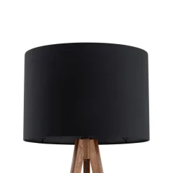 Lampade Da Terra-Selezionato da Mazzolaluce Piantana tre piedi di legno noce paralume lino nero