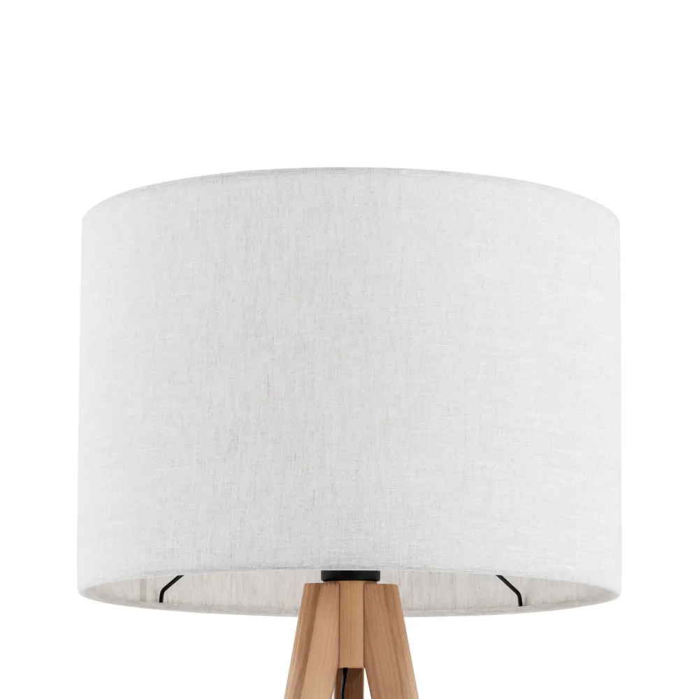 Lampade Da Terra-Selezionato da Mazzolaluce Piantana tre piedi in legno pino scandinavo con paralume lino