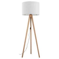 Lampade Da Terra-Selezionato da Mazzolaluce Piantana tre piedi in legno pino scandinavo con paralume lino