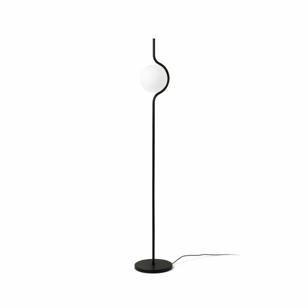Lampade Da Terra-Selezionato da Mazzolaluce Piantane da terra vetro nero opaco vetro bianco led 3000k dimmerabile