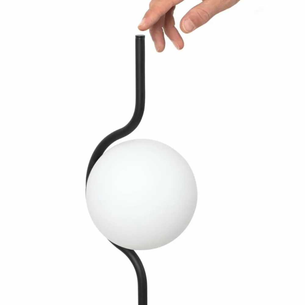 Lampade Da Terra-Selezionato da Mazzolaluce Piantane da terra vetro nero opaco vetro bianco led 3000k dimmerabile