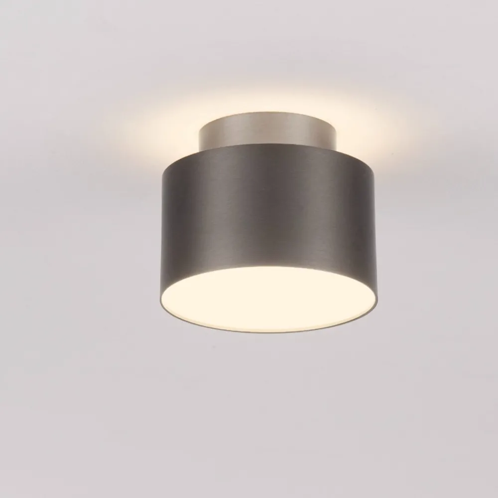 Plafoniere Moderne-Selezionato da Mazzolaluce Piccola plafoniera 11cm tonda nickel nero led 16w 3000k