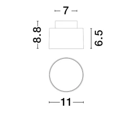 Plafoniere Moderne-Selezionato da Mazzolaluce Piccola plafoniera 11cm tonda nickel nero led 16w 3000k