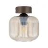 Plafoniere Moderne-Selezionato da Mazzolaluce Piccola plafoniera da soffitto sfera di vetro rigato cognac trasparente