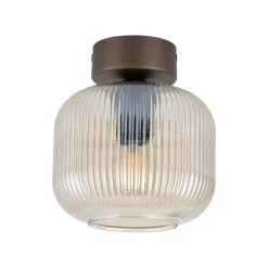 Plafoniere Moderne-Selezionato da Mazzolaluce Piccola plafoniera da soffitto sfera di vetro rigato cognac trasparente
