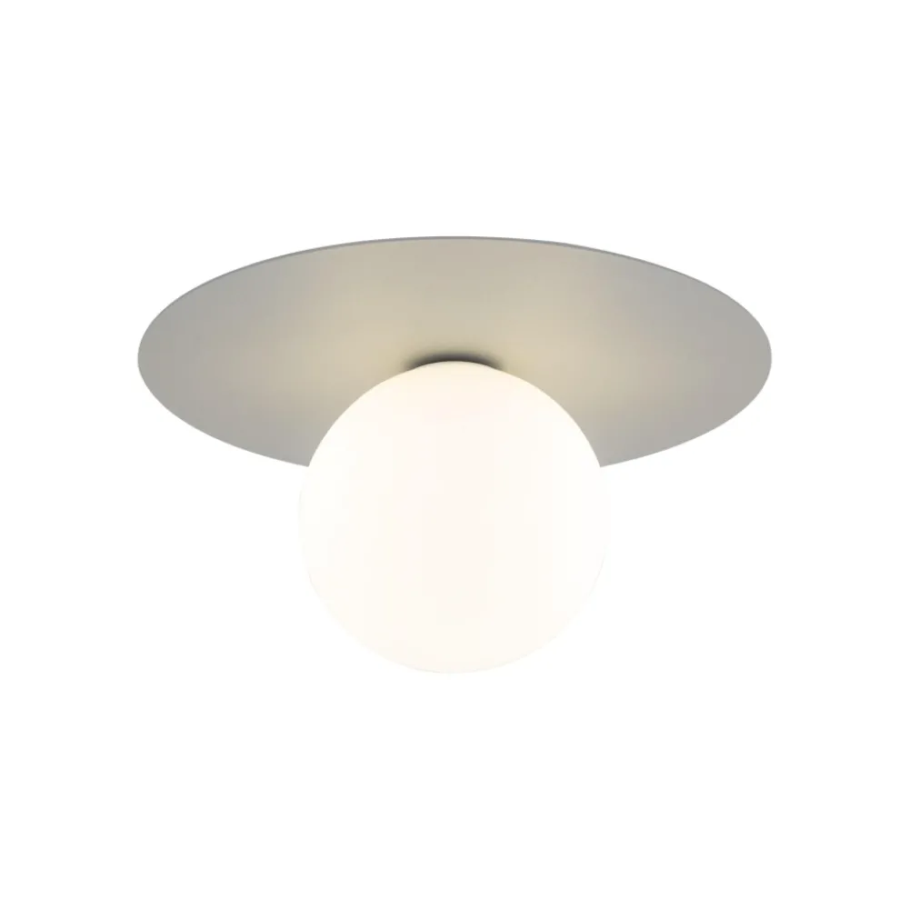 Plafoniere Moderne-Selezionato da Mazzolaluce Piccola plafoniera moderna con sfera vetro bianco