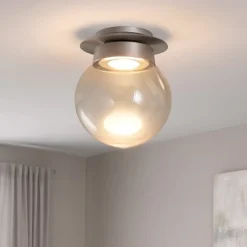 Plafoniere Moderne-Miloox Piccola plafoniera moderna da cucina jotto grigio sfera vetro trasparente
