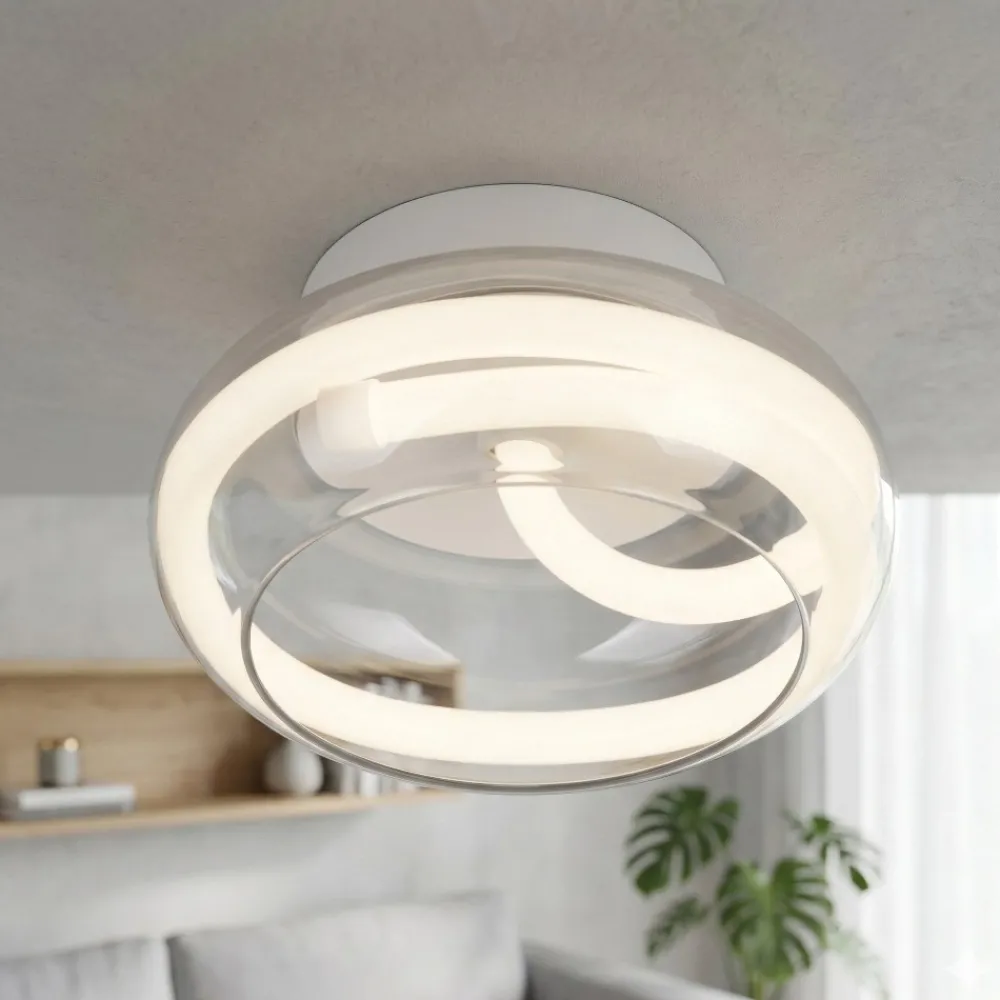 Plafoniere Moderne-Selezionato da Mazzolaluce Piccola plafoniera moderna vetro trasparente led 11w 4000k dimmerabile