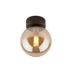 Plafoniere Moderne-Selezionato da Mazzolaluce Piccola plafoniera sfera di vetro ambra