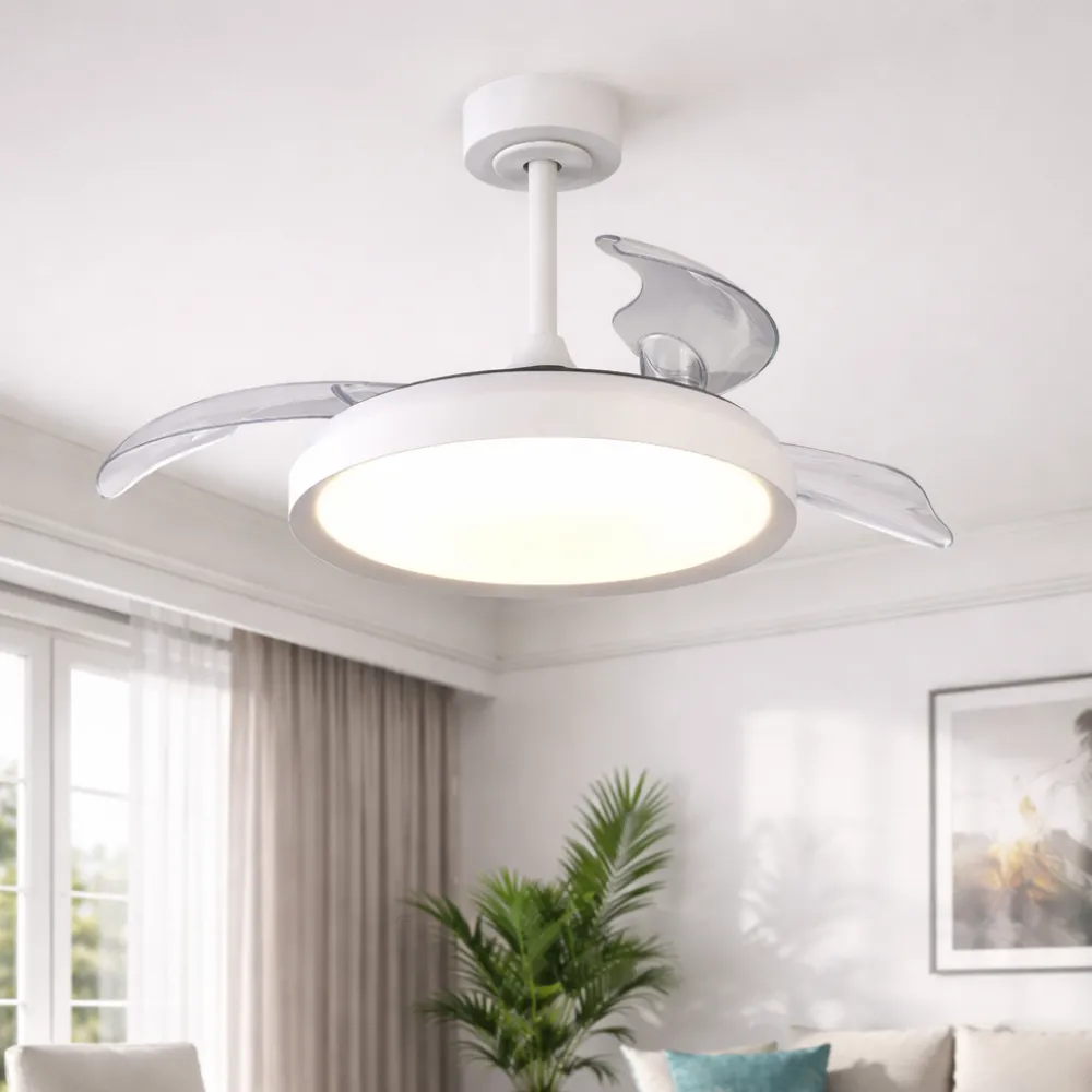 Ventilatori Da Soffitto-Selezionato da Mazzolaluce Piccolo ventilatore pale a scomparsa stanza 13mq bianco led cct motore silenzioso