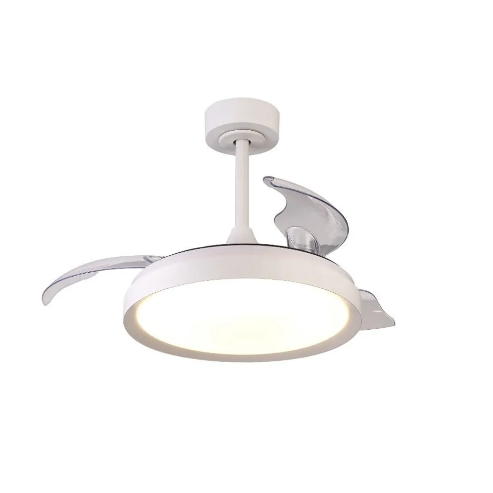 Ventilatori Da Soffitto-Selezionato da Mazzolaluce Piccolo ventilatore pale a scomparsa stanza 13mq bianco led cct motore silenzioso