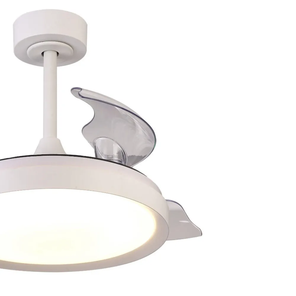 Ventilatori Da Soffitto-Selezionato da Mazzolaluce Piccolo ventilatore pale a scomparsa stanza 13mq bianco led cct motore silenzioso