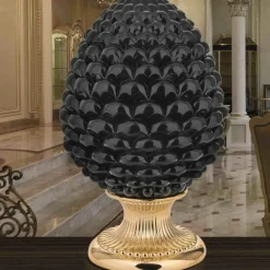 Soprammobili Moderni-Bongelli Preziosi Pigna da tavolo 35cm nero oro di ceramica