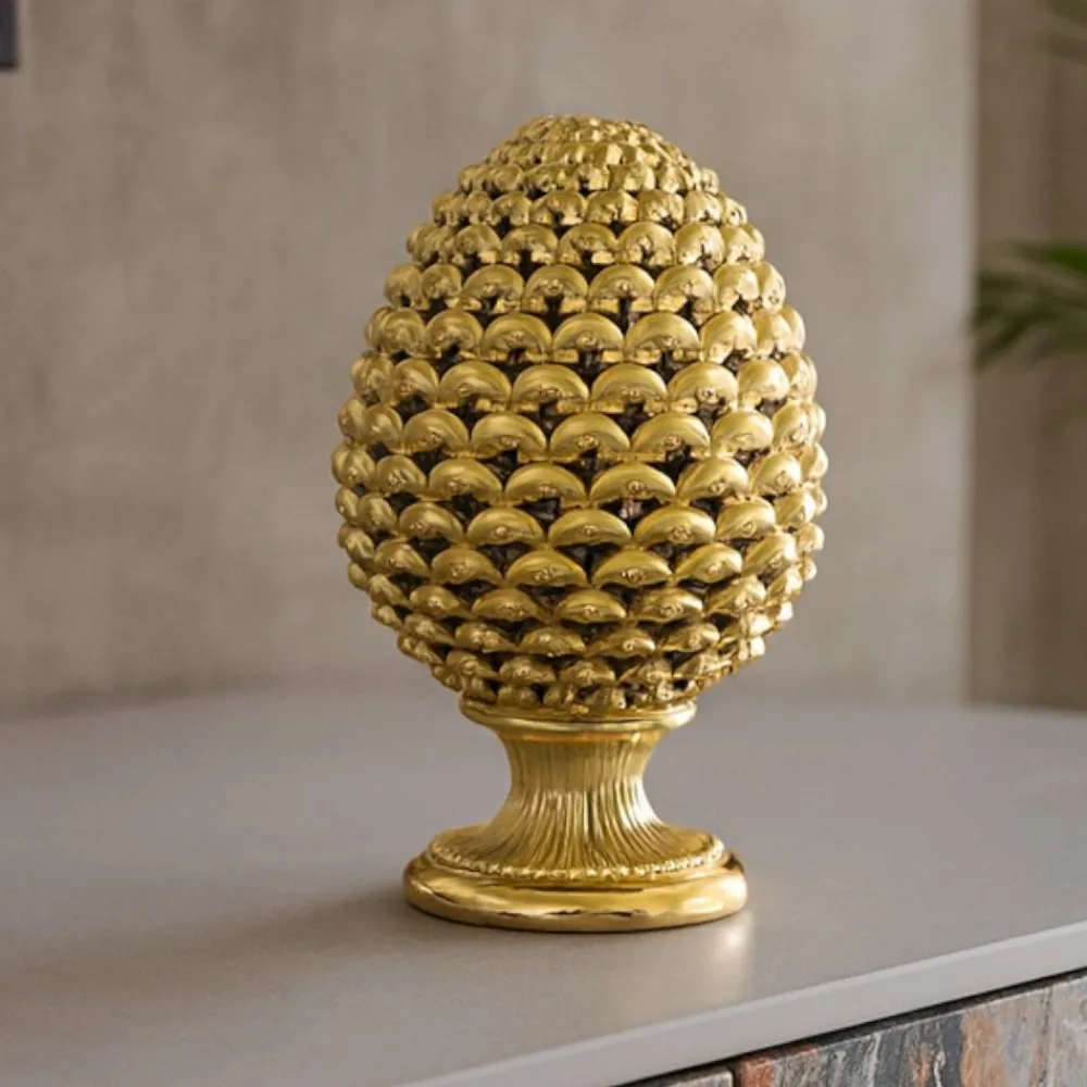 Soprammobili Moderni-Bongelli Preziosi Pigna da tavolo h17cm oro soprammobile ceramica