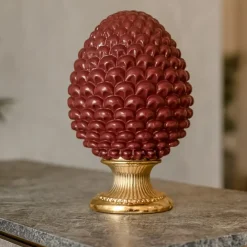 Soprammobili Moderni-Bongelli Preziosi Pigna da tavolo rosso oro h17 ceramica